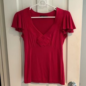 Nanette Lapore Hot Pink Flutter Sleeve Blouse. Size XS